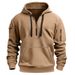 Foreign Trade Cross-border Autumn And Winter Men's Casual Multi-Zipper Arm Pocket Sweater Pullover Large Size Fleece Hoodie Men's_viptrois.com