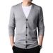 "Men's Slim-Fit V-Neck Knit Cardigan – Korean-Inspired Casual Button-Up Sweater (Lightweight Layering, Minimalist Design, Versatile Styling)"_viptrois.com