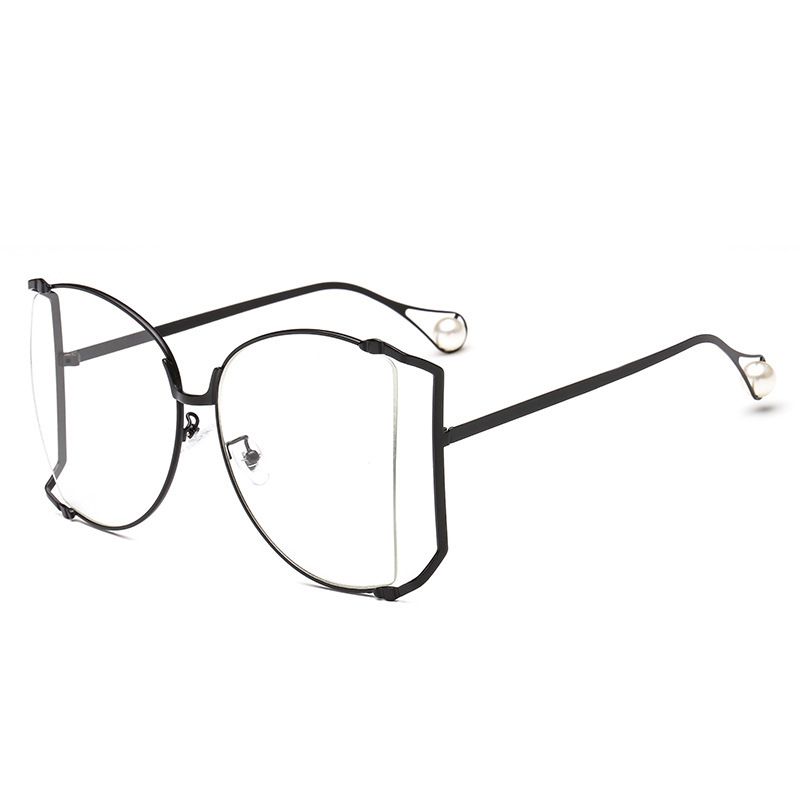 Two Circles Fashion Large Frame Pearl Leg Women's Sunglasses Metal Hollow Colorful Sunglasses Glasses 202045_viptrois.com