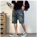 Denim Shorts For Men In Summer, Thin Cut, Ripped, Versatile, Slim Fit, Straight Leg, Trendy Korean Version, Five Point_viptrois.com