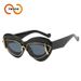 Two Circles New Cat Eye Double Frame Sunglasses For Women Personality Exaggerated Hip Hop Sunglasses_viptrois.com
