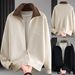 Men's Lapel Color Matching Sweater Polo Cardigan Coat Business Light Luxury_viptrois.com