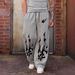 Gothic Y2k Print Jogger Pants For Men & Women - Loose Fit, Drawstring Waist, Flared Leg, Stylish Streetwear (Black/White/Gray)_viptrois.com