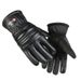 Warm gloves men's fleece thickened PU leather gloves fashion classic open smile gloves outdoor riding windproof and coldproof_viptrois.com