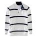 Men's Clothing Half Zip Collar Sweater Men's Autumn And Winter Trend Retro College Style Striped Contrast Color High Collar Sweater_viptrois.com