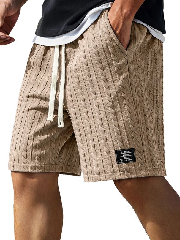 Men's Clothing Summer Men's Knitted Jacquard Shorts Style Casual Loose Fit Drawstring Trendy Versatile Sports Pants_viptrois.com
