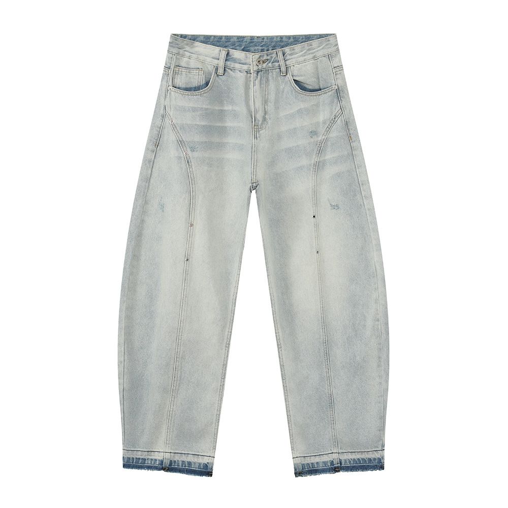 Men's Clothing Niche Design Light Colored Wide Leg Jeans Loose And Slim Straight Leg Scimitar Pants Trend_viptrois.com