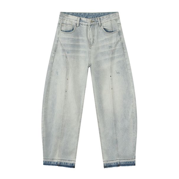 Men's Clothing Niche Design Light Colored Wide Leg Jeans Loose And Slim Straight Leg Scimitar Pants Trend_viptrois.com