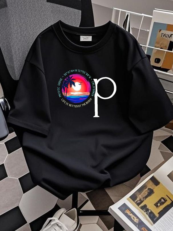 Ocean Pacific The Beach Sunset 1980 California T Shirt Size S_5XL Designer Clothes Casual Unisex Slightly Graphic Breathable Stretched Comfortable_viptrois.com