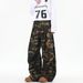 Vintage American Camouflage Cargo Jeans For Men & Women - High Street Baggy Denim Pants With Multi-Pockets & Stacked Hem_viptrois.com