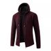 Men's Zip-Up Hooded Fleece Sweatshirt - Casual Warm Pullover With Stand Collar, Soft Knit Fabric, Lightweight & Comfortable For Autumn_viptrois.com