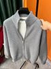 Men's Clothing Popular Cardigan Sweater Men 2024 Heavy Craft Korean Version Stand Collar Solid Color Large Size Knitted Sweater Men's Coat Trend_viptrois.com