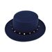 British style rivet belt flat top hat personality street performance woolen hat classic jazz hat_viptrois.com
