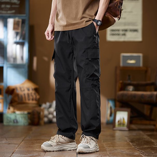 Men's Clothing Summer Fashion Overalls Summer Loose Straight Wide Leg Pants Fashion Sports Overalls Men's Casual Pants_viptrois.com