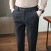 Men’s Herringbone Wool-Blend Dress Pants – Slim Fit Business Casual Trousers (Stretch Comfort, All-Season Versatility)_viptrois.com