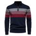 High Quality Fashion Casual Pullover Men's Cotton Stand Collar Half Zipper Splicing Long Sleeve Slim Keep Warm Sweater_viptrois.com