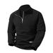 Semi-zipper Fleece Stand-up Neck Sweater Men's Autumn And Winter Loose Trendy Brand Sports And Leisure Long-sleeved Sweater_viptrois.com