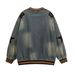 Men's Clothing washed old letter embroidered V neck denim sweatshirt for men and women autumn loose casual couple tops_viptrois.com