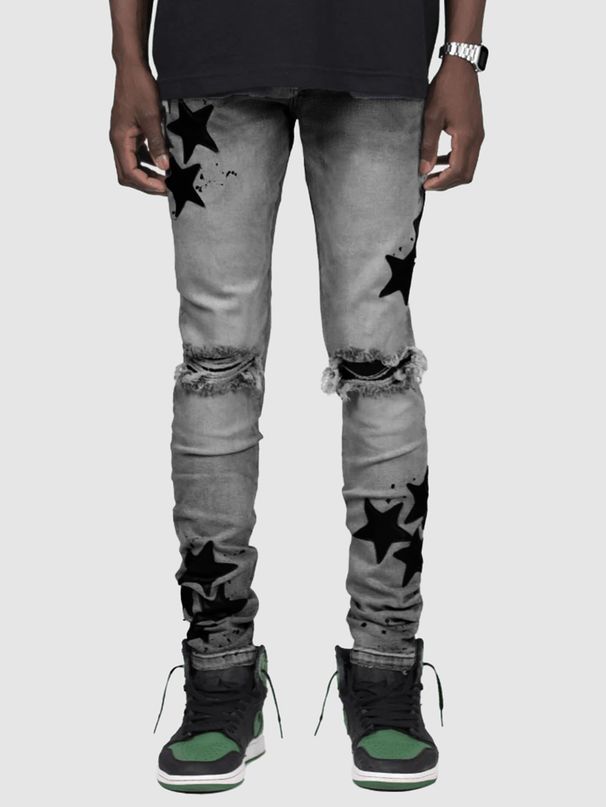 European And American Cross-Border New Style Star Regular Fashion High Street Denim Slim Fit Stretchy Handsome Trendy_viptrois.com