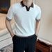 Men's Casual Polo Shirt Slim Fit Breathable Knit Short Sleeve T-Shirt Wrinkle-Free Business Casual Summer Top_viptrois.com