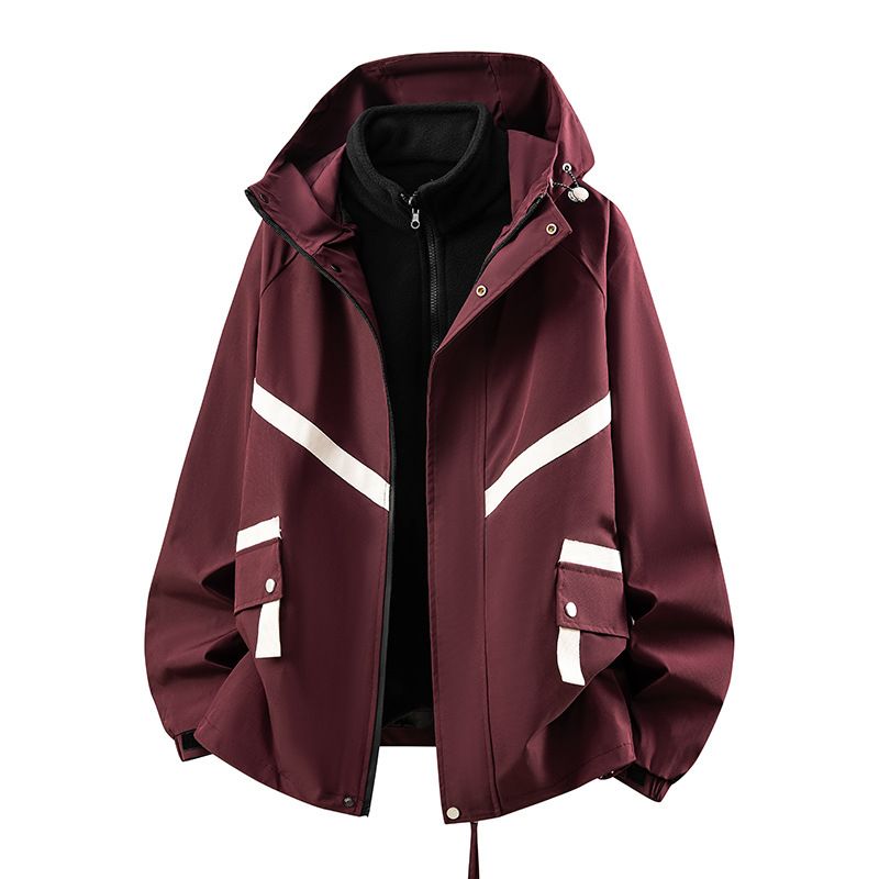 Men's Water-Resistant Fleece-Lined Hooded Jacket – Windproof & Thermal For Hiking, Riding & Outdoor Adventures_viptrois.com