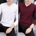 Modal Cotton Men's Long Sleeve Collar Slim Fit Pure White Autumn T-Shirt Base Shirt Trendy Top_viptrois.com