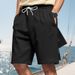 Men's Clothing Summer Casual Sports Wool Button Sports Casual Beach Solid Color Shorts_viptrois.com