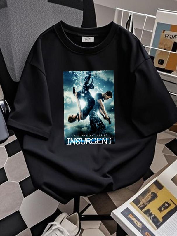 Insurgent The Divergent Series Movie Promotional Black Men's Medium T Shirt Versatile Stretched Homme Casual Top For Everyday Wear Soft Stylish_viptrois.com