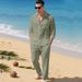 Men's Clothing Linen Suit Casual Loose Collared Shirt Long Sleeve American Style Autumn Beach Wear_viptrois.com