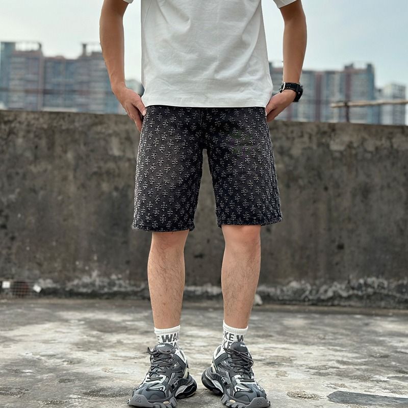 Men's Clothing Denim Shorts Summer Loose Pants Straight Casual Shorts_viptrois.com