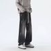 Men's Clothing Splashed White Jeans For Men With Drawstrings For Autumn American High Street Vibe Straight Loose Trendy Brand Elastic Waist Trousers_viptrois.com