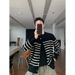 Unisex Striped Button-Up Knit Cardigan - Oversized Casual Long Sleeve Open Front Sweater For Men & Women_viptrois.com
