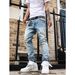 Streetwear Distressed Jeans – Slim Fit Vintage Washed Denim (S-3XL, Hip-Hop Stretch, Faded Blue, Casual Everyday Wear, Unisex Urban Style)_viptrois.com
