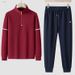 High End Men's Sportswear Set Casual Loose Fit Plus Size Fashionable Two-Piece Outfit With Half Zip Sweatshirt And Sweatpants For Spring And Autumn_viptrois.com