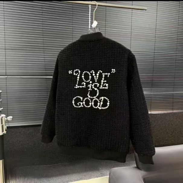 2025 Autumn New Luxury Fine Glitter High-Quality Front And Back Beaded GOOD Couple Baseball Jacket_viptrois.com