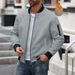 Men's Waffle Knit Zip-up Fleece Jacket With Stand Collar & Pockets – Winter Warm Thickened Pullover For Casual & Outdoor_viptrois.com