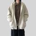 New Japanese Retro Loose Hooded Jacket Men's Solid Color Basic Casual Waffle Cardigan Sweatshirt_viptrois.com