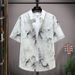 Men's Clothing Summer Lapel Casual Short Sleeved Shirt Youth Trendy Personality Simple Ice Silk Shirt_viptrois.com