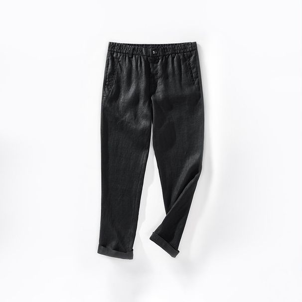 Men's Clothing Linen Pants Mid Waist Casual Pants Loose Large Size Breathable Trousers_viptrois.com