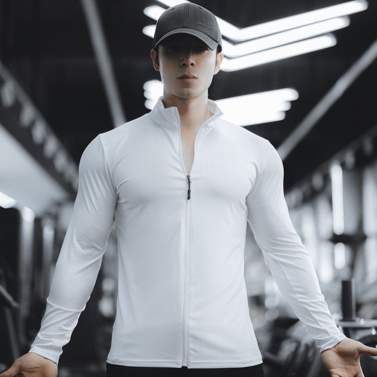 Men's Clothing Spring And Autumn Muscle Sports Leisure Running Fitness Exercise Elastic Quick Drying Zipper Solid Color Long Sleeved T Shirt_viptrois.com
