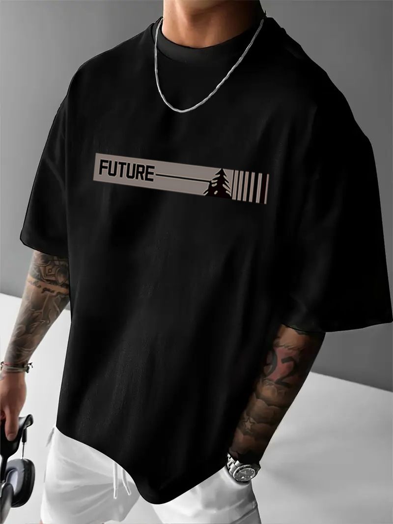 Men's Clothing High-end Heavyweight Cotton Short-sleeved T-shirt Men's Ins Trendy Red Panda Print Versatile Light Luxury Handsome New Summer_viptrois.com