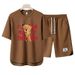 Men's Clothing 2024 Waffle Casual Summer Suit Men's Loose Teen Short sleeved T shirt Shorts Handsome Two piece Suit_viptrois.com