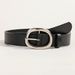 2025 Black Women's Casual And Business Style Belt With 3.2 Inch Oval Buckle, Adjustable Leather Waist Accessories_viptrois.com