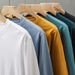 Heavyweight Pure Cotton Crew Neck Long Sleeve T-Shirt For Men, Autumn And Winter Trendy Brand, Loose Fit Solid Color_viptrois.com