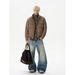 American Retro Atmosphere Button Stand Collar Cardigan For Men, Autumn Winter Cleanfit Versatile Lazy Knitted Sweater_viptrois.com