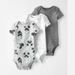 Baby Short Sleeved Jumpsuit Cotton Triangle Bodysuit Cute Crawling Clothes 3 Piece Set European And American Style Newborn Elastic Slim Fit_viptrois.com