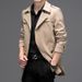 Pulse European American Spring And Autumn Turn-Down Collar Mid-Length Thin Men's Trench Coat Plus Size Business Casual British_viptrois.com