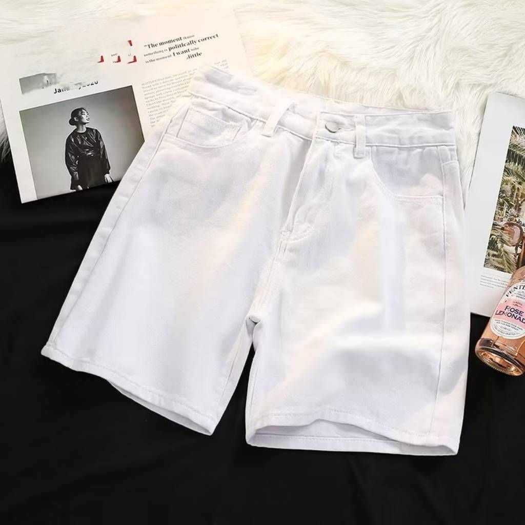 Men's Clothing Denim Loose Straight Simple Shorts Washed Retro Casual Shorts_viptrois.com