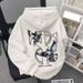 Women's Fleece-Lined Hoodie - Oversized Pullover With Letter Print For Teens & Casual Wear (S-3XL, Multiple Colors)_viptrois.com