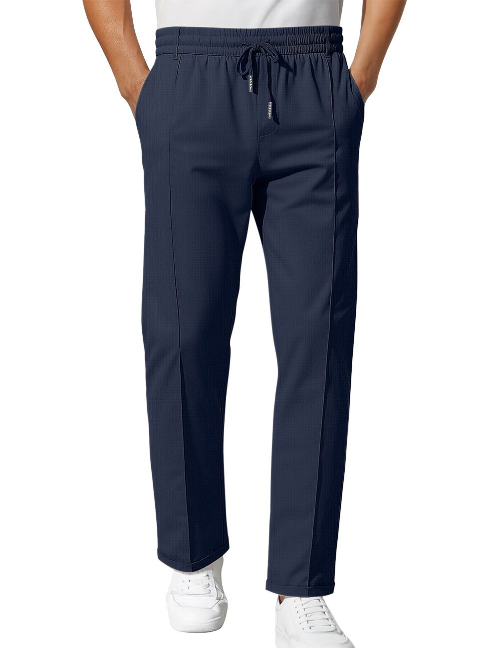 Men's Clothing Foreign Trade Spring And Autumn American Solid Color Casual Simple Large Size Men's Business Slim Fitting Skinny Trousers Men_viptrois.com